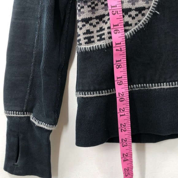 Lululemon Special Edition Scuba Hoodie Fair Isle Knit Womens Size 6 Black Grey - Picture 7 of 7